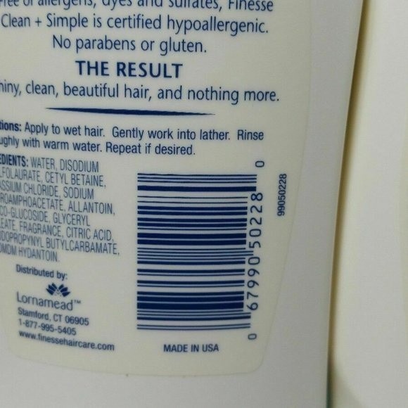 Finesse Clean Simple Hypoallergenic Normal Hair 2 Each Shampoo Conditioner - Picture 8 of 11